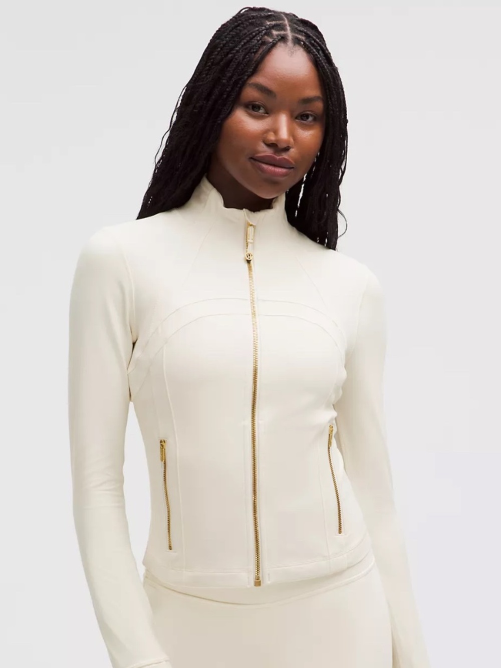 Lululemon Women's NWT Define Cropped Jacket Nulu in Light Ivory/Gold